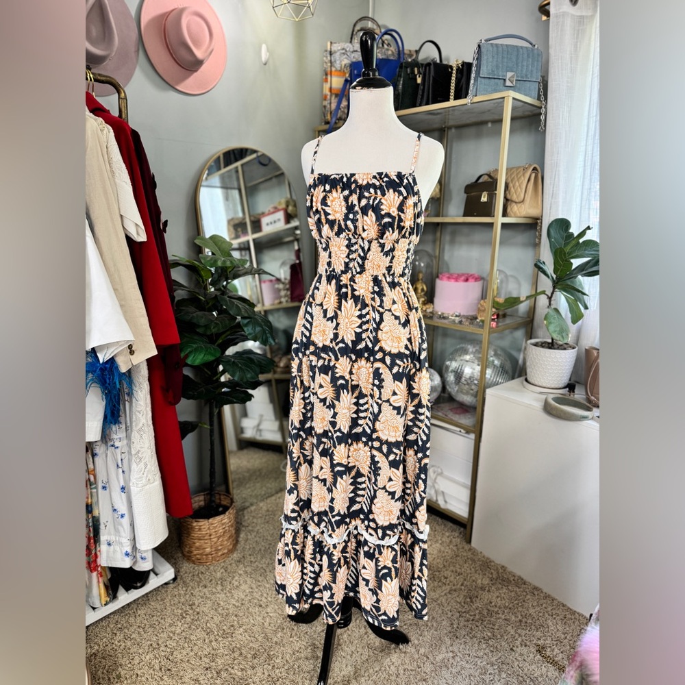 Casual Sleeveless Spaghetti Strap Smocked Ruffle Long Dress